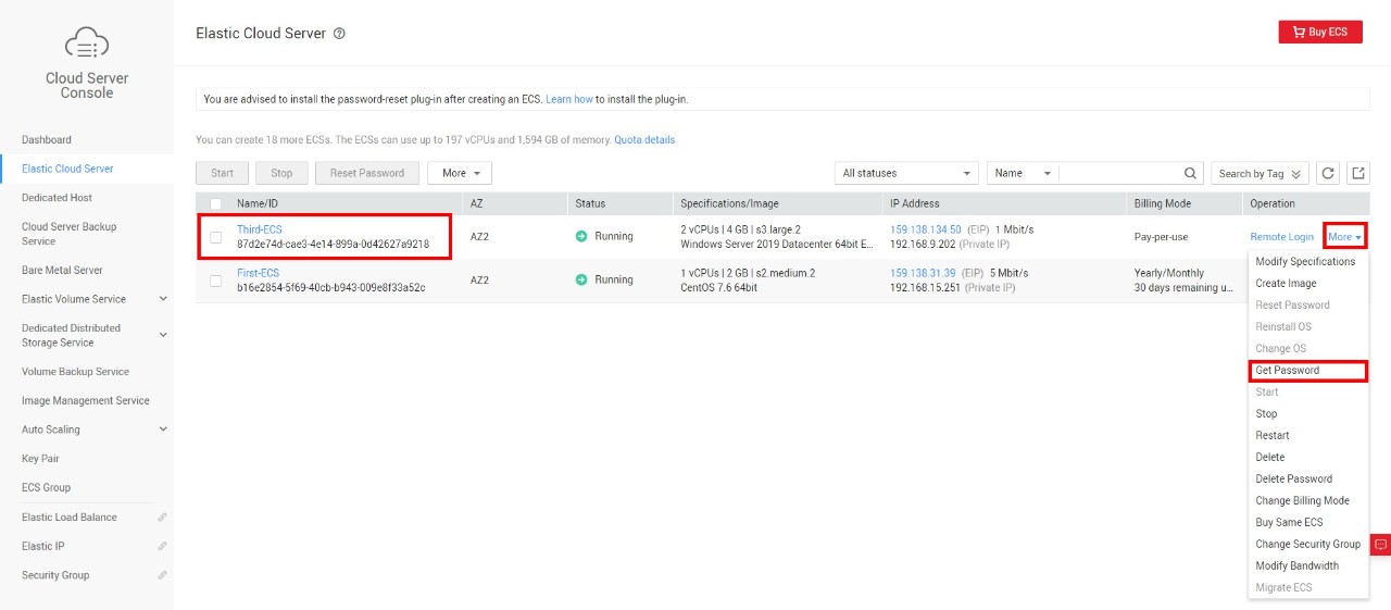 Buying and LoggingHUAWEI CLOUD