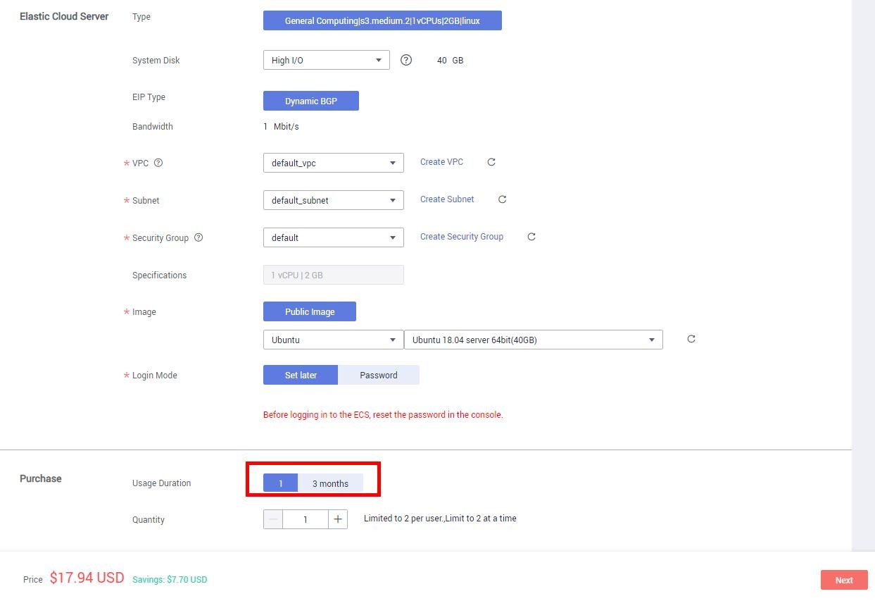 Buying and LoggingHUAWEI CLOUD