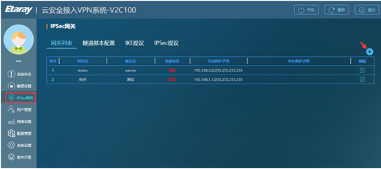 添加 IPSec 网关