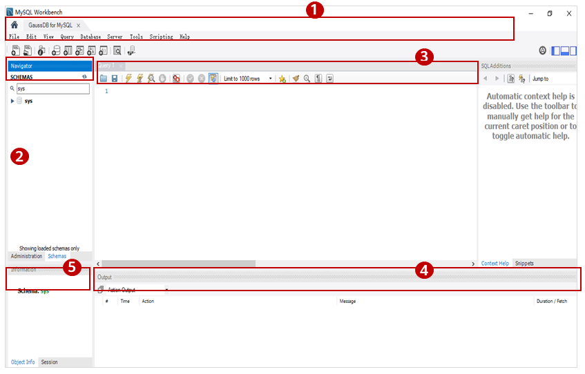 MySQL Workbench主界面