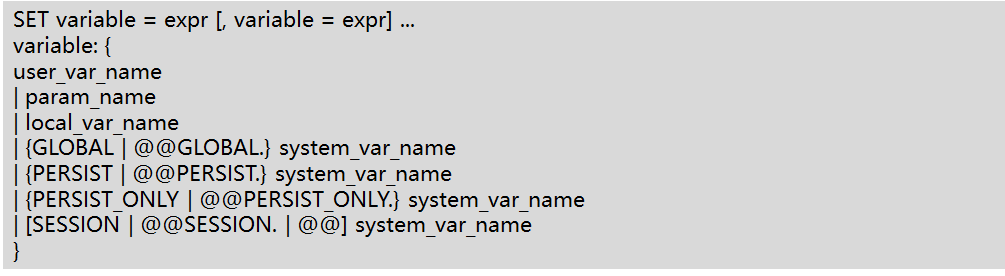 SET命令语法格式