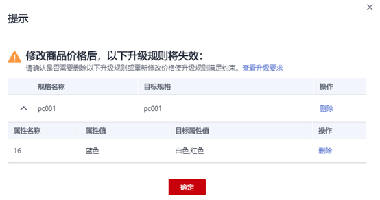 删除原有规则或修改价格